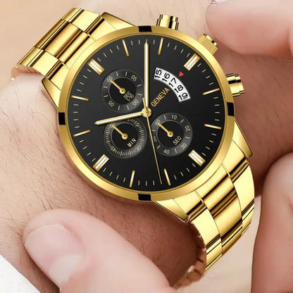 Men Strap Wristwatch Gold