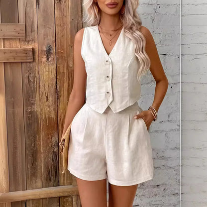 Sets Fashion Linen Sleeveless