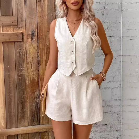 Sets Fashion Linen Sleeveless